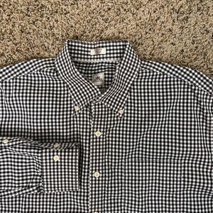 Peter Millar Shirt Mens XL Black White Nanoluxe Gingham Easy Care Button Down